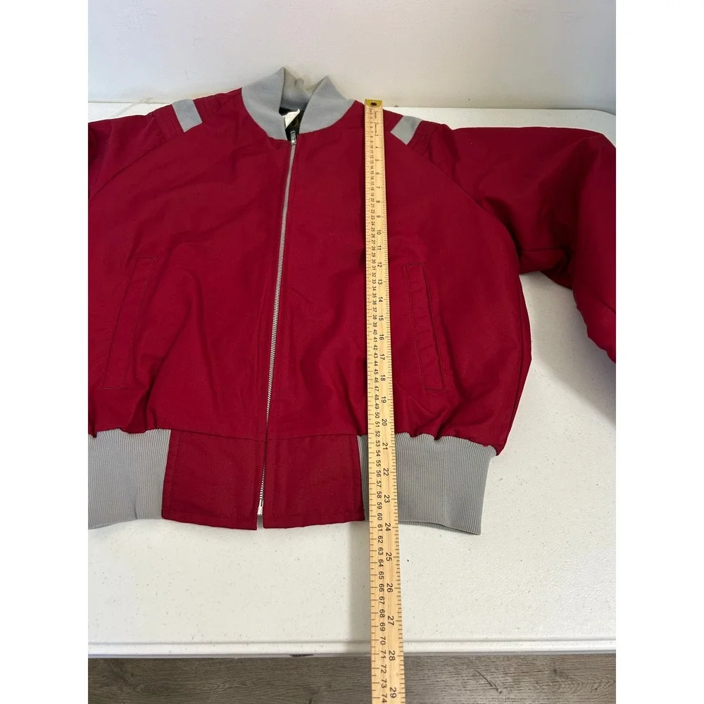 Vintage Quality Outerwear Bomber Jacket, Red Grey Fur Lined, Retro‎ Style